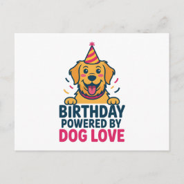 Birthday Powered by Dog Love Illustration Helg Vykort