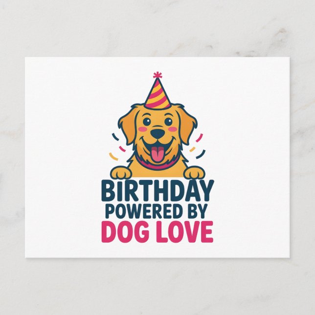 Birthday Powered by Dog Love Illustration Helg Vykort (Framsida)