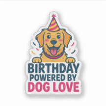 Birthday Powered by Dog Love Illustration