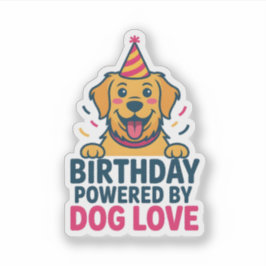 Birthday Powered by Dog Love Illustration Klistermärken