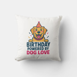Birthday Powered by Dog Love Illustration Kudde