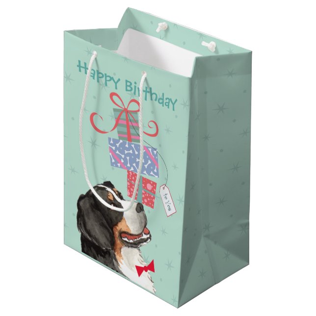 Birthday Presenter Berner Medium Gift Bag (Framsidan Vinklad)