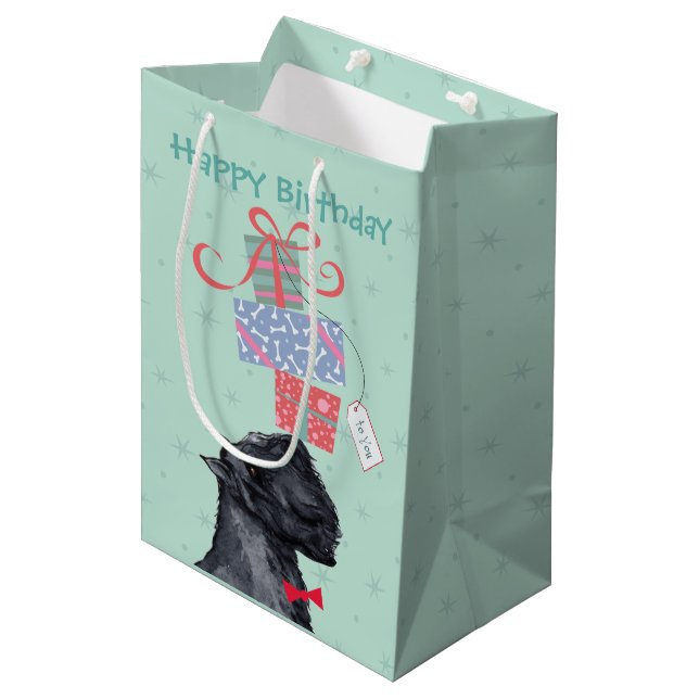 Birthday Presenter Bouvier des Flandres Gift Bag (Framsidan Vinklad)