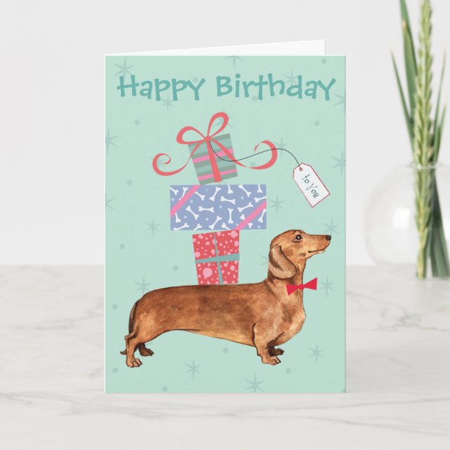 Birthday Presenter Dachshund Kort (Framsida)