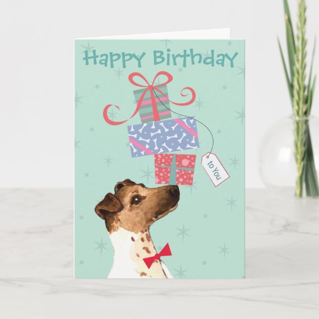 Birthday Presenter Smooth Fox Terrier Kort (Framsida)