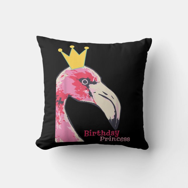 Birthday Princess Girl Flamingo | Cute Flamingo Kudde (Framsida)