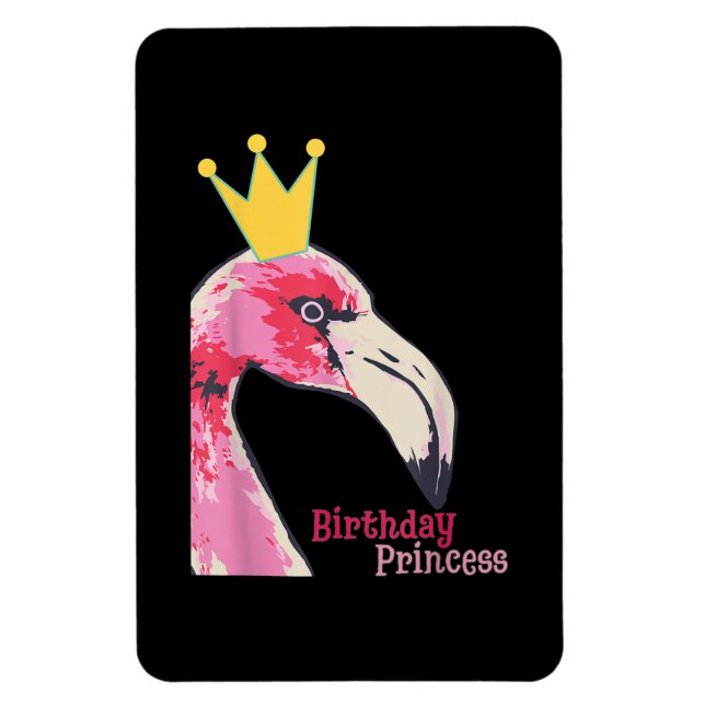 Birthday Princess Girl Flamingo | Cute Flamingo Magnet (Vertikal)