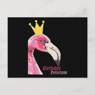 Birthday Princess Girl Flamingo Cute Flamingo Meddelande Vykort