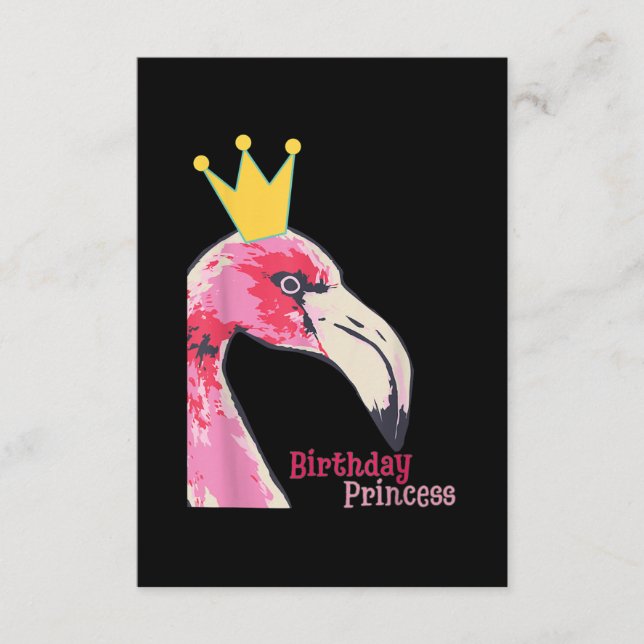 Birthday Princess Girl Flamingo | Cute Flamingo Tilläggskort (Framsida)