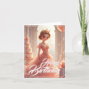 Birthday Princess i en Dreamy Rosa Gown Kort