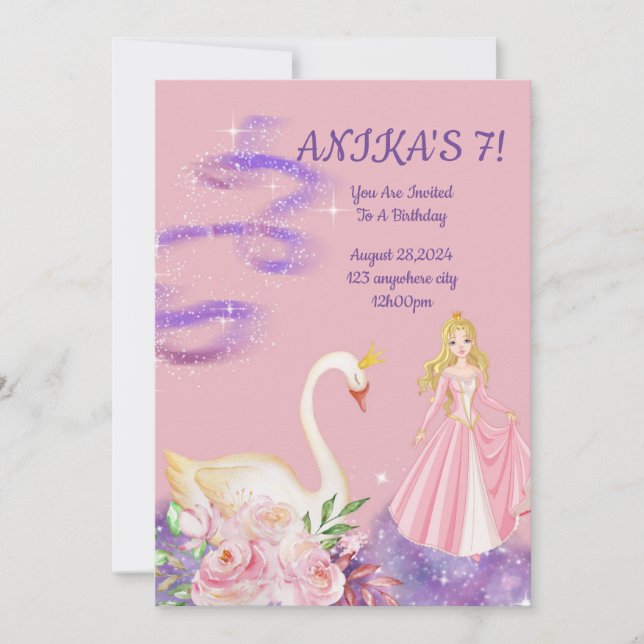 BIRTHDAY PRINCESS INVICATION PEACH FÄRG INBJUDNINGAR (Framsida)