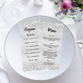 Birthday Progam Menu silver konetti Reklamkort