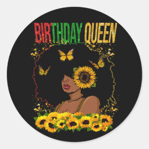 Birthday Queen Black Woman Runt Klistermärke