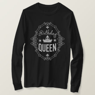 Birthday Queen Crown Typography Vintage Black T Shirt