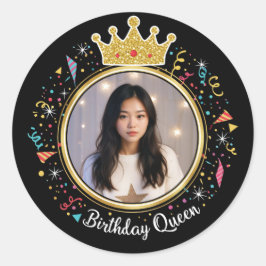 Birthday Queen Gold Crown PCreate Your Own Sticker Runt Klistermärke