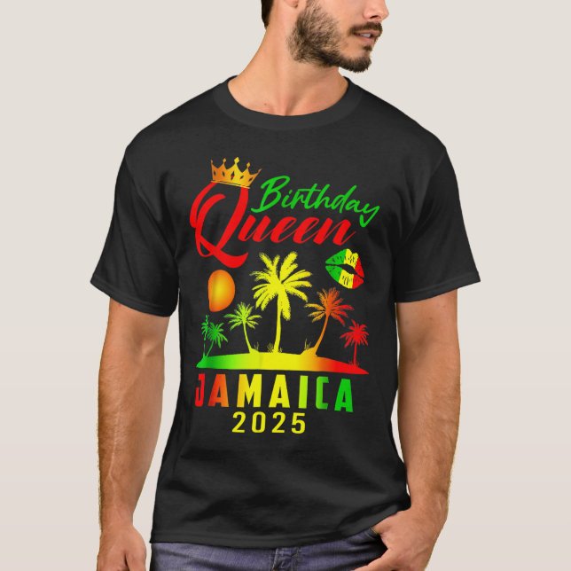 Birthday Queen Jamaica Girls Resa 2025 Party Women T Shirt (Framsida)