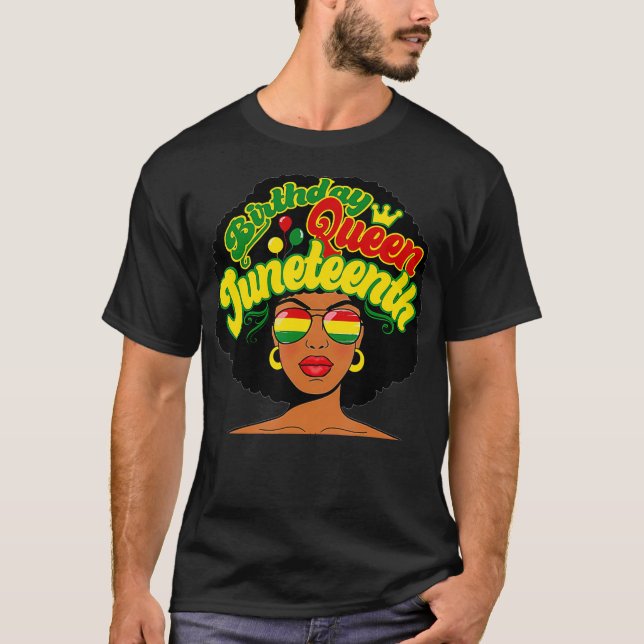 Birthday Queen Junetelfte Pridet Black History Afr T Shirt (Framsida)