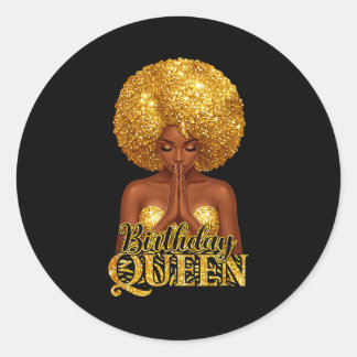Birthday queen praying woman afro curly black girl runt klistermärke