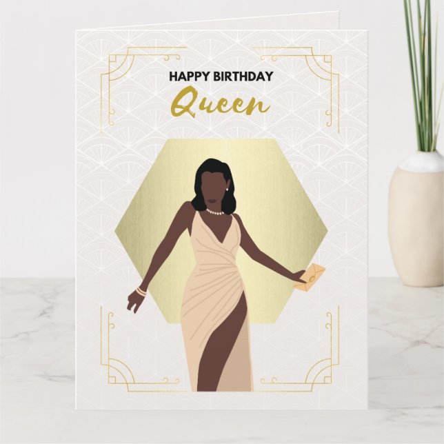 Birthday Queen | Svart gratulationskort Kort (Framsida)