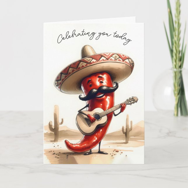 Birthday Red Chili Pepper Musician Kort (Framsida)