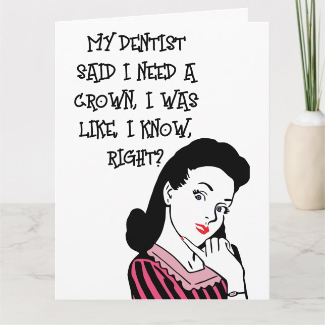 BIRTHDAY RETRO WOMAN FUNNY GREETING CARD KORT (Framsida)