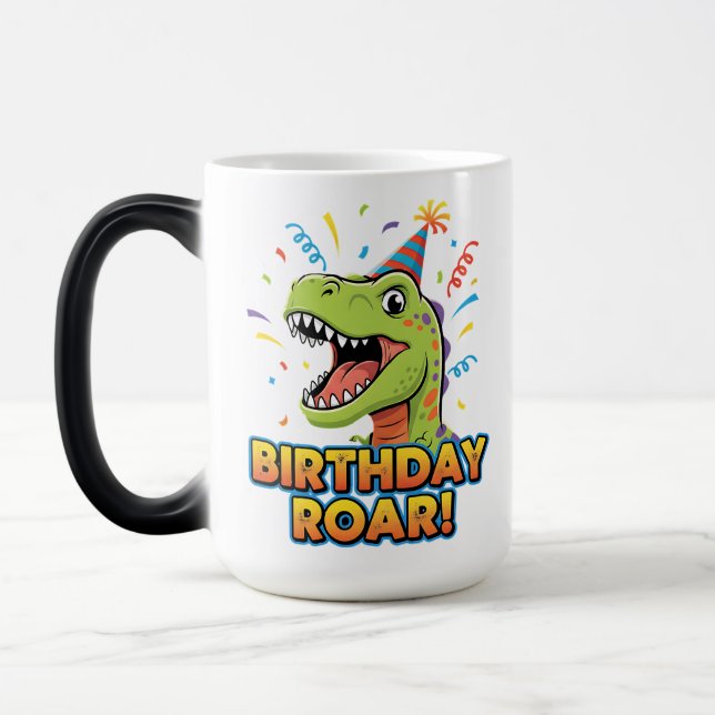 Birthday Roar Cute Dinosaur Birthday Party Design Magisk Mugg (Vänster)