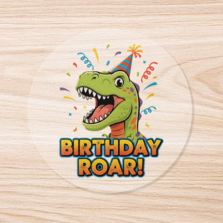 Birthday Roar Cute Dinosaur Birthday Party Design Runt Klistermärke