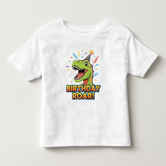Birthday Roar Cute Dinosaur Birthday Party Design T Shirt (Framsida)