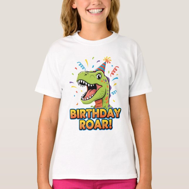 Birthday Roar Cute Dinosaur Birthday Party Design T Shirt (Framsida)