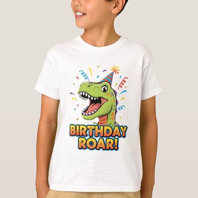 Birthday Roar Cute Dinosaur Birthday Party Design T Shirt (Framsida)