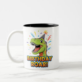 Birthday Roar Cute Dinosaur Birthday Party Design Två-Tonad Mugg