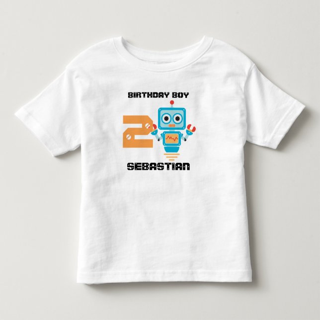 Birthday Robot Age Tshirt Tee Shirt (Framsida)