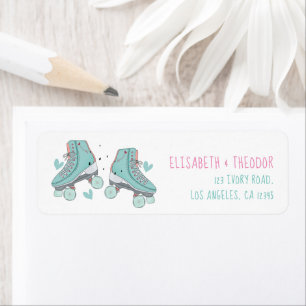 Birthday Roller Skating Pastel Returadress Etikett