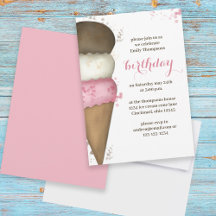 Birthday Rosa Calligraphy Script Ice Cream
