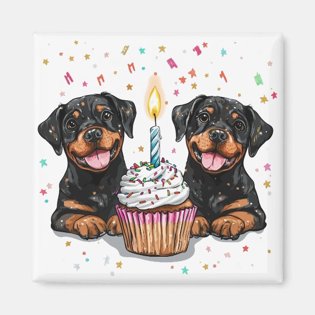 Birthday Rottweiler Hundar Magnet (Framsidan)