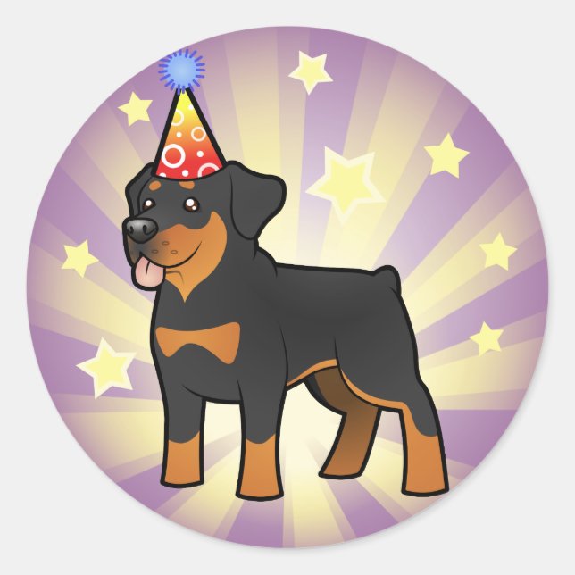 Birthday Rottweiler Runt Klistermärke (Framsida)