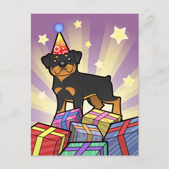 Birthday Rottweiler Vykort (Framsida)