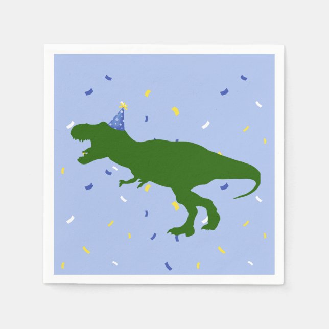 "Birthday-Saurus" Barnets Blue Dinosaur Birthday Pappersservett (Framsidan)