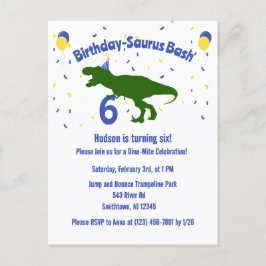 "Birthday-Saurus" Barnets Dinosaur-Födelsedagsfest Inbjudan Vykort