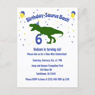 "Birthday-Saurus" Barnets Dinosaur-Födelsedagsfest Inbjudan Vykort