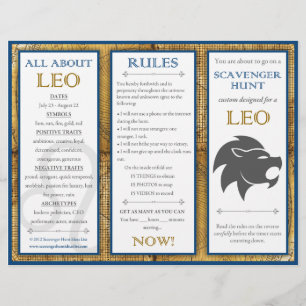 Birthday Scavenger Hunt List: Zodiac Leo Reklamblad