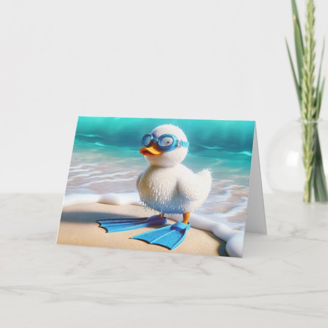 Birthday Scuba Diver Duckling Kort (Framsida)