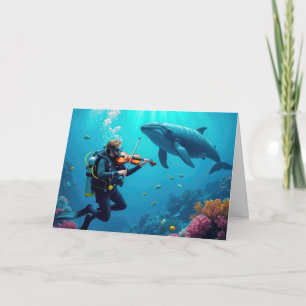 Birthday Scuba Diver spelar en violin Kort
