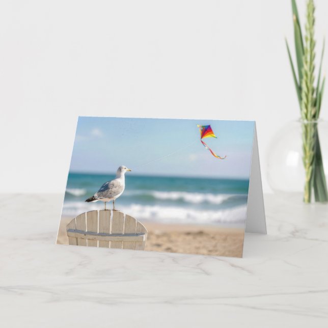 Birthday Seagull Flying a Kite Kort (Framsida)