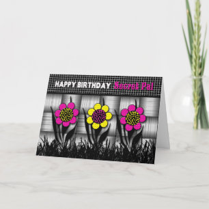 BIRTHDAY - SECRET PAL - BLACK/WHITE/DAISYS KORT