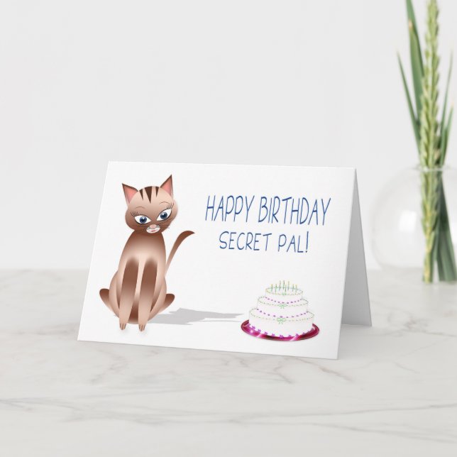 BIRTHDAY - Secret Pal - Kattunge - Cake Kort (Framsida)