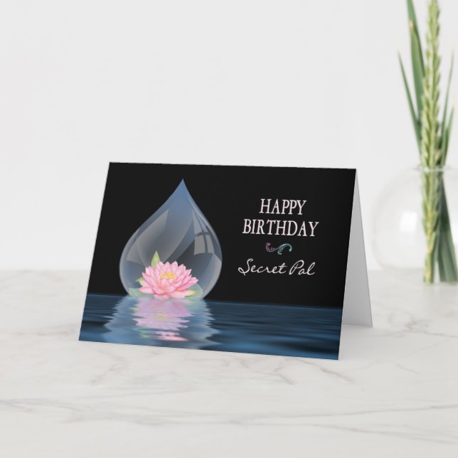BIRTHDAY - SECRET PAL - LOTUS FLOWER IN WATERDROP KORT (Framsida)