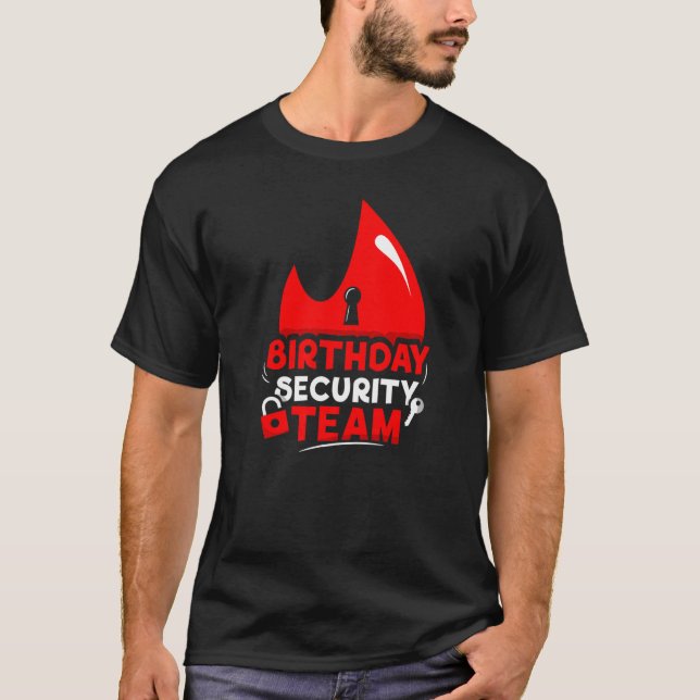 Birthday Security Team Job Bouncer Guard Doorman T Shirt (Framsida)