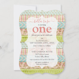 Birthday Shabby Ro Cottage Rustic Wood Inbjudningar