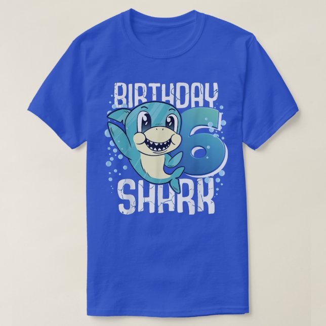 Birthday Shark 6e Birthday Boy Shark 6 Years Shar T Shirt (Design framsida)
